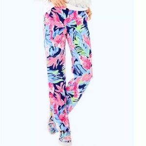 Lilly Pulitzer Women Madeira Pants High Tide Navy  Tropicolada Size 6